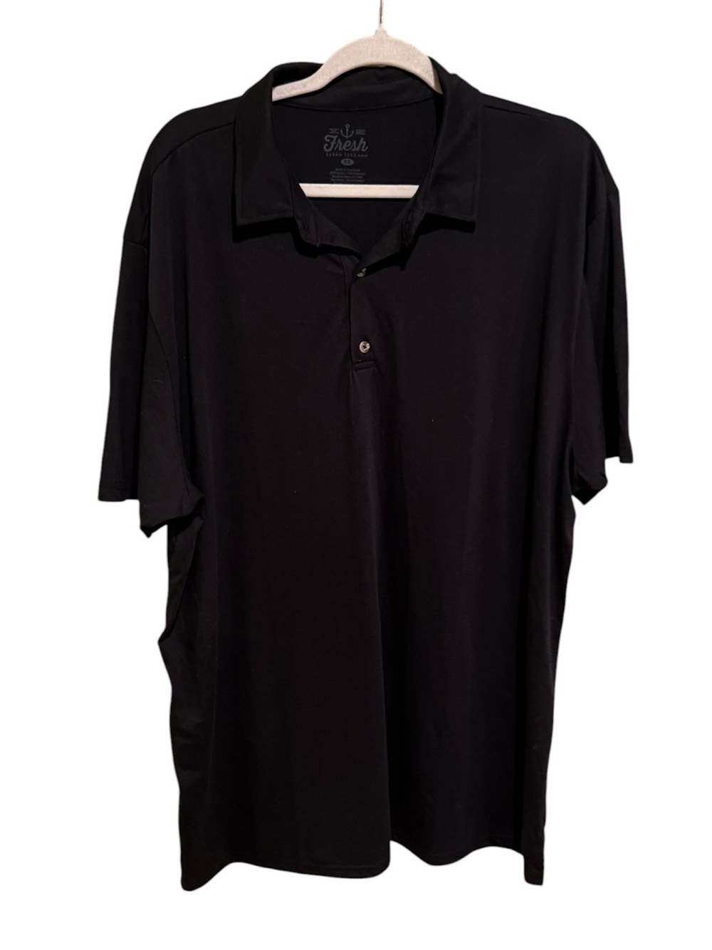 Fresh Clean Tees Perfect Cotton Blend Men’s Black Polo Shirt - Size 2X